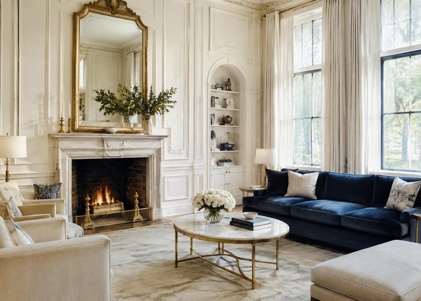 Elegant living room in a calm, light filled home