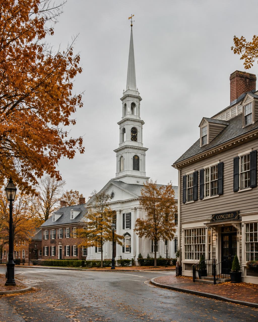 Homes and streets in Concord, Massachusetts